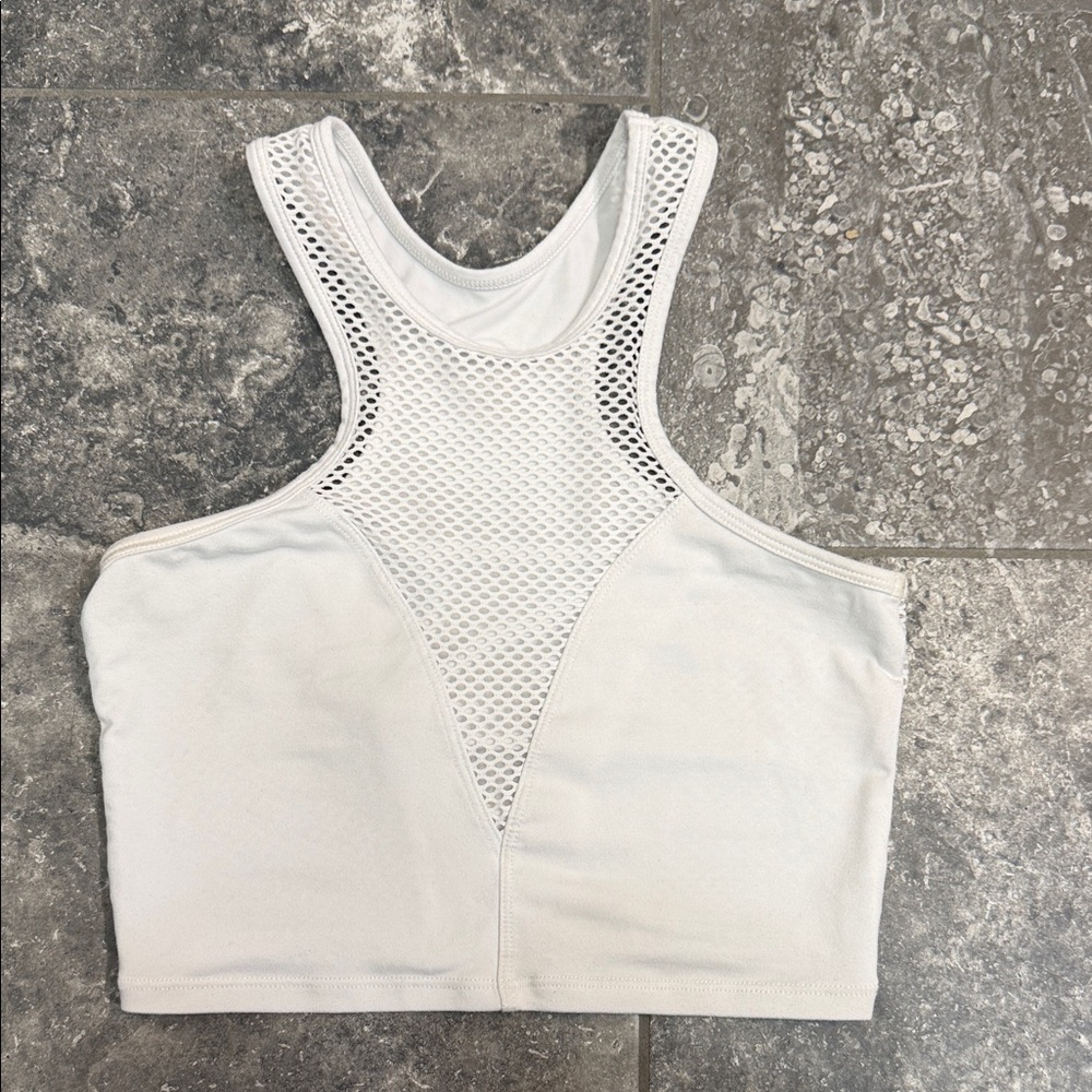 Bombshell Sportswear White Mesh Crop Top
